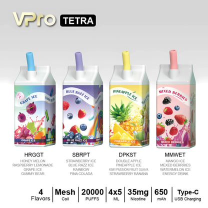 VAPE VPRO TETRA 20,000 PUFF