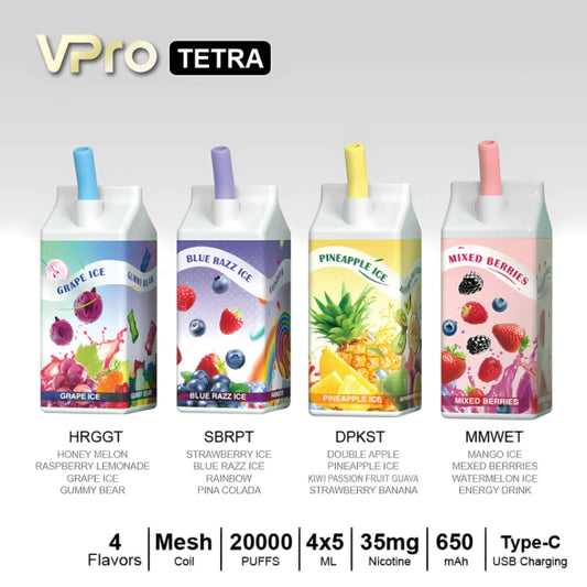 VAPE VPRO TETRA 20,000 PUFF